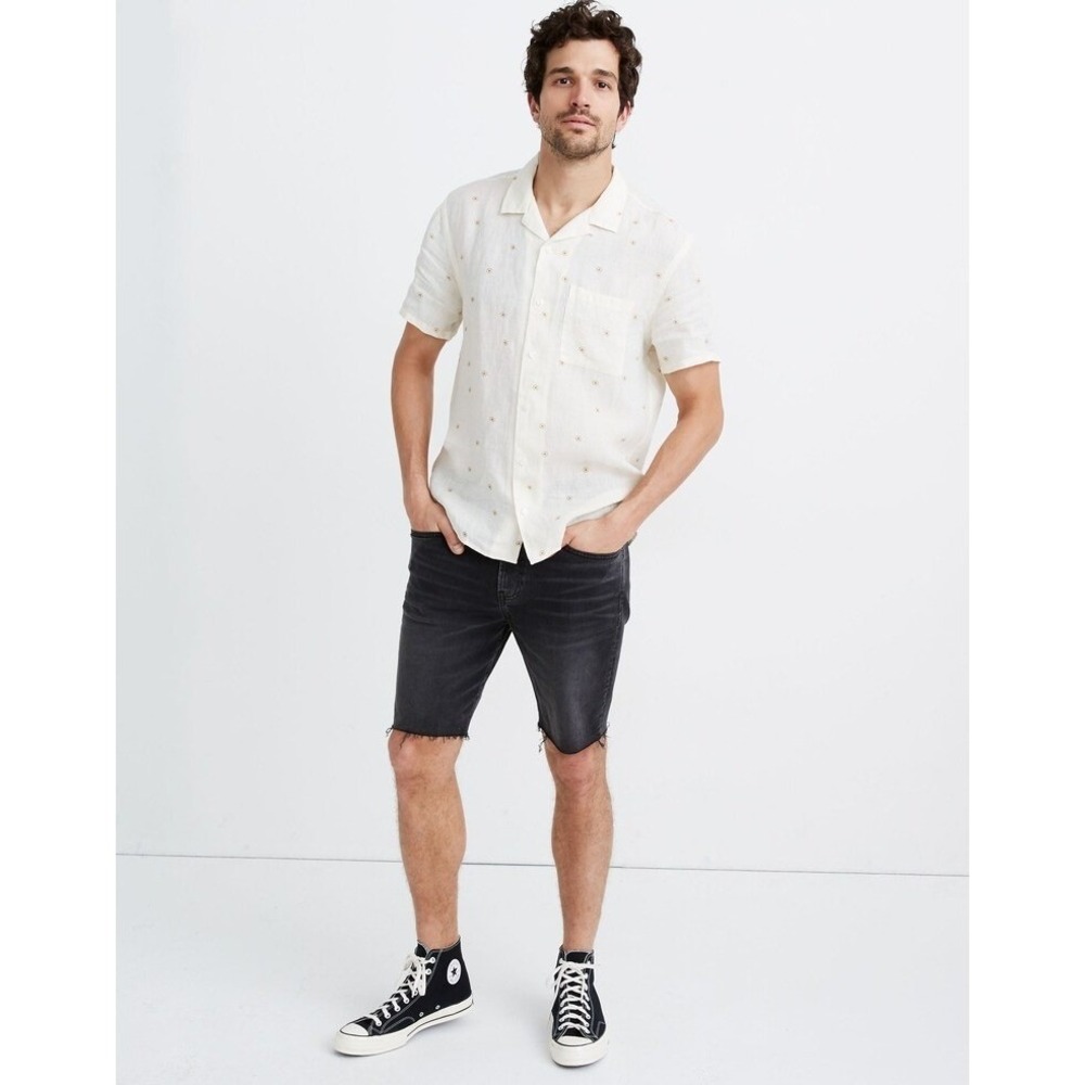 Madewell Men's Large 100% Linen Easy Camp Shirt in Setting Suns Casual Gorpcore